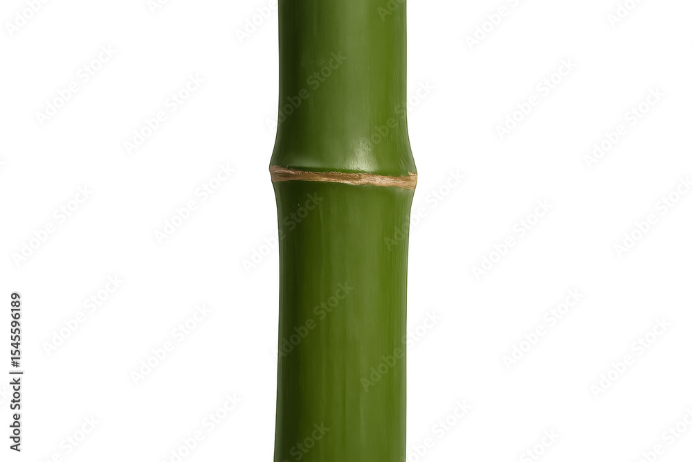 Fototapeta premium Close-up of a vibrant green bamboo stalk showcasing its natural texture and growth rings, isolated on a transparent background
