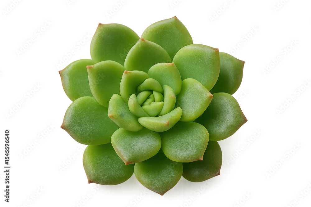 Obraz premium Close-up of a vibrant green echeveria succulent plant, showcasing its intricate layered leaves and delicate rosette pattern on a transparent background