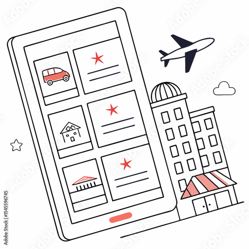 Mobile app travel booking city hotel car
