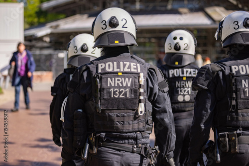 German Riot Police Einsatzhundertschaft at protest in Dortmund