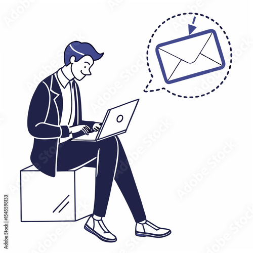 Professional businessman receiving email laptop