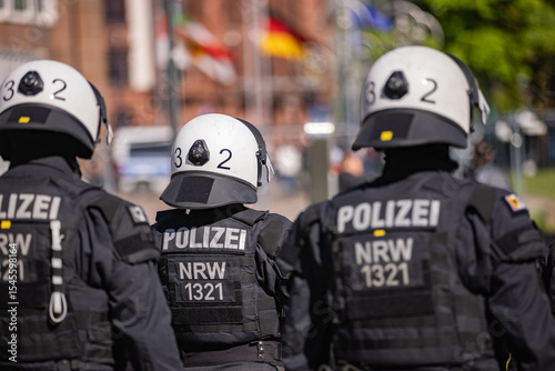 German Riot Police Einsatzhundertschaft at protest in Dortmund