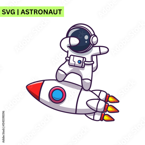 A charming vector logo design of a cute astronaut waving, embodying joy and creativity in a colorful and inviting format.