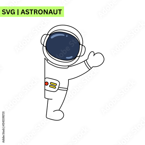 An adventurous astronaut logo illustration showcasing an astronaut floating among colorful planets and stars, representing wonder and discovery in a playful vector style.