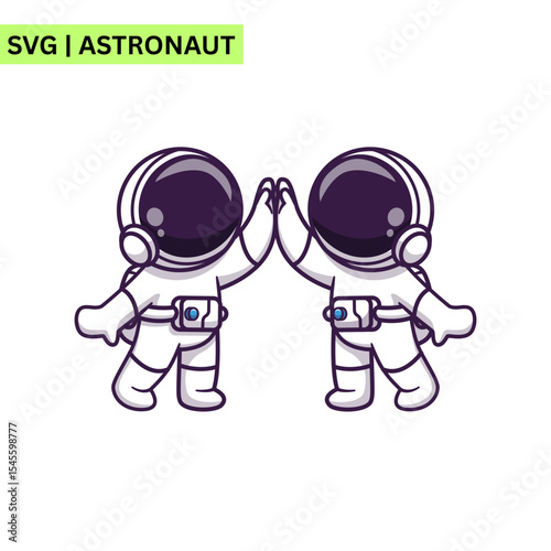 A whimsical astronaut logo template illustrating an astronaut riding a rocket, emphasizing excitement and imagination in a lively artistic design.