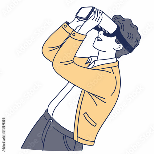 Man experiencing immersive virtual reality headset