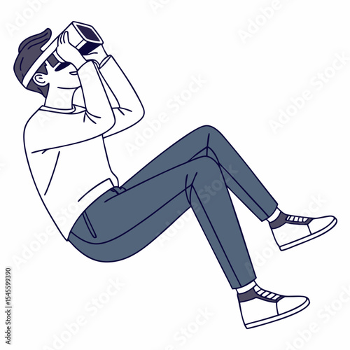 Man experiencing immersive virtual reality headset