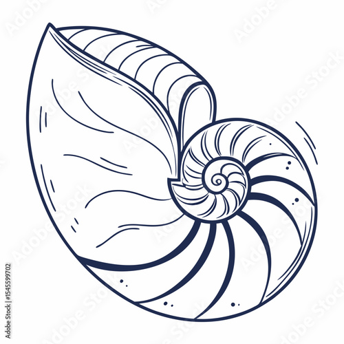 Nautilis shell graphic design element isolated