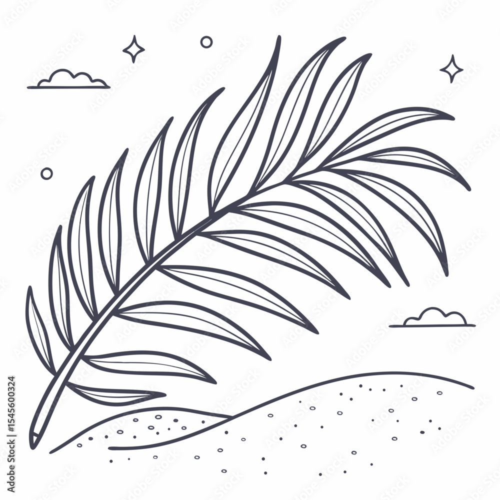 Obraz premium Elegant palm leaf branch design element on white