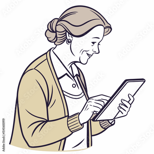 Senior woman using tablet digital technology elderly