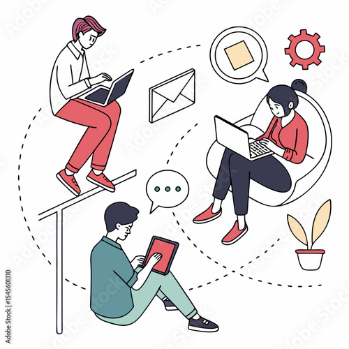 Teamwork collaboration digital devices online communication