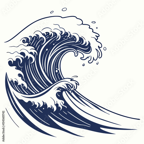 Powerful ocean wave abstract art design graphic