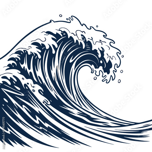 Powerful ocean wave abstract art design graphic