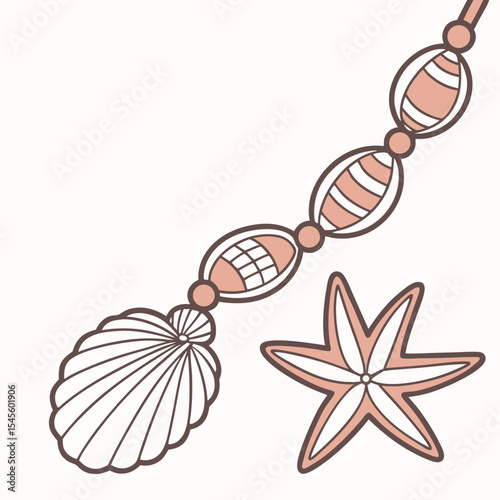 Elegant seashell starfish charm design element