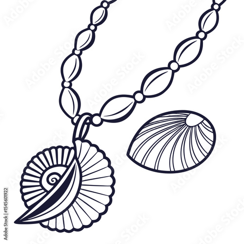 Elegant seashell necklace design element transparent background