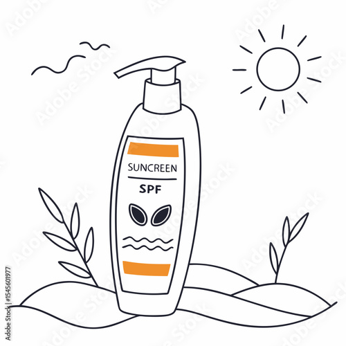 Sun protection spf sunscreen bottle summer sun