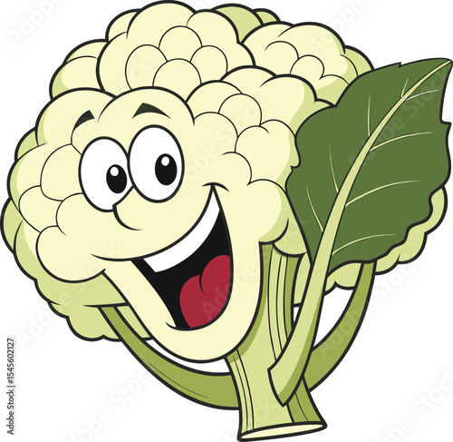 Happy cartoon cauliflower vegetable illustration.