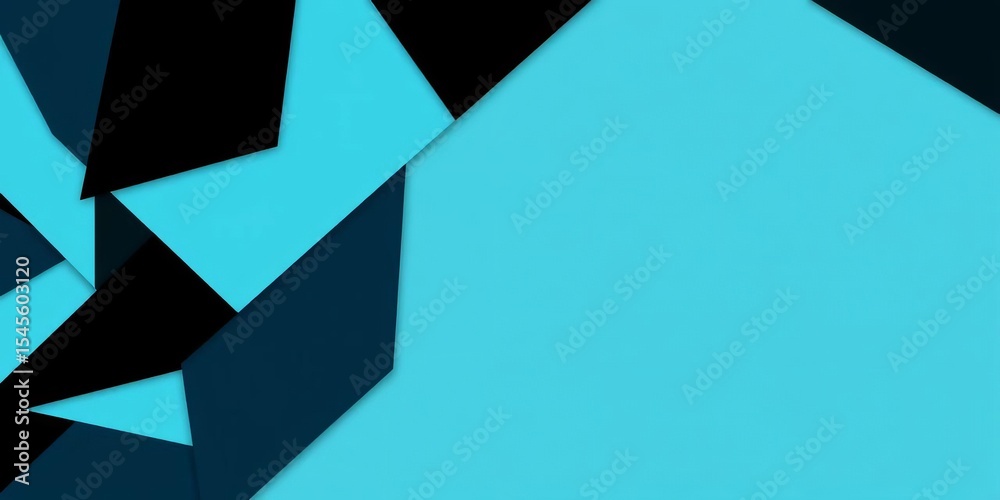 Fototapeta premium Abstract black and blue geometric shapes form a complex, layered vector background, polygon, futuristic