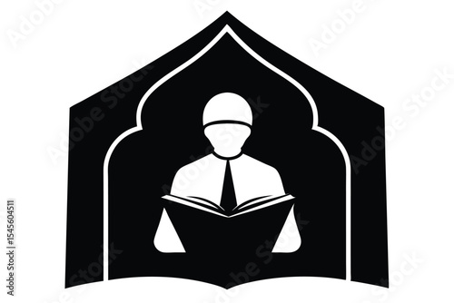 Silhouette of person reciting quran with open book