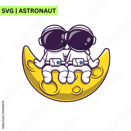 A whimsical astronaut vector design illustrating an astronaut dancing in space, emphasizing fun and imagination in a lively artistic style.