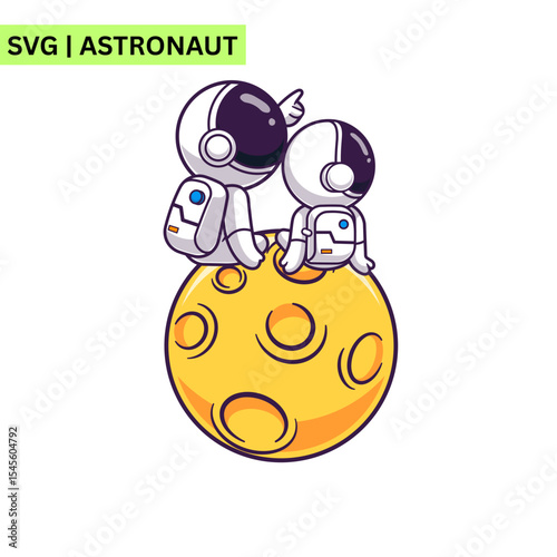 A cheerful astronaut illustration of a cute astronaut planting a flag on a new planet, embodying achievement and creativity in a bright and engaging format.