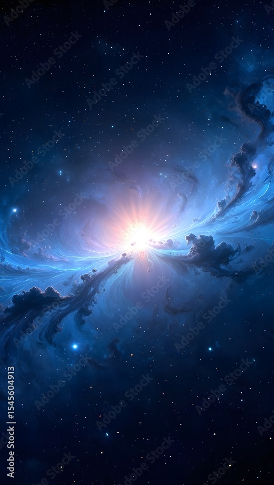 Fototapeta premium A stunning celestial view of a galaxy with brilliant starlight. A celestial scene that evokes a sense of wonder and awe with its swirling patterns of light
