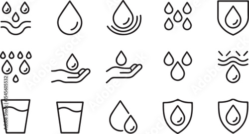  Eco-friendly water drop and sustainability icon set with recycling and refill visuals