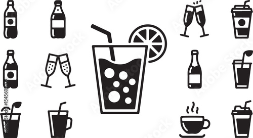 Party and bar themed drink icons including beer and cocktail variations