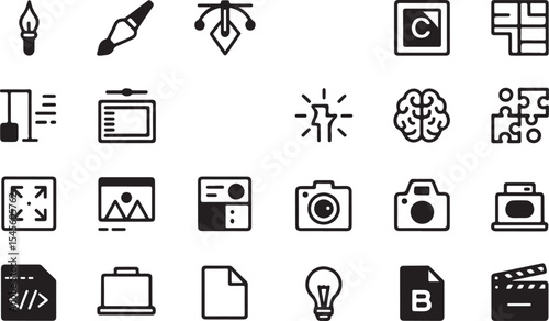 Bright Conceptual Icons for Visual and Creative Workflow Tools