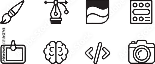 Shadowed Vector Icons for Creative and Technical Fields