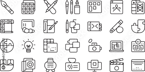 Professional Line Icon Set for Creative Tools and Interfaces

