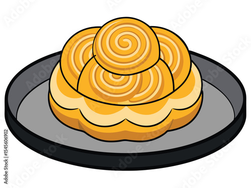  Traditional Bengali Sweet Delicious Rabdi Malpua Stack, Artfully Arranged and Perfect for Festive Celebrations.eps