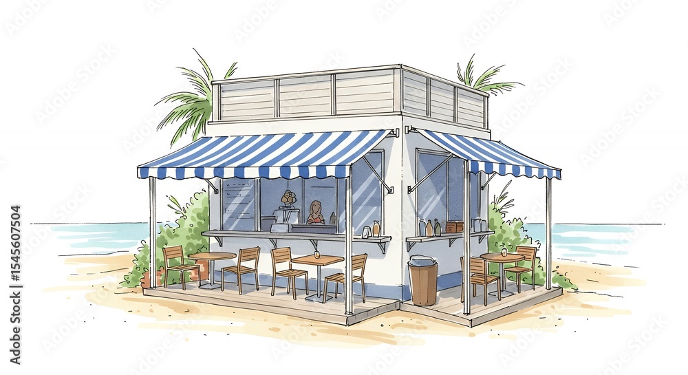 Obraz premium Beachside kiosk illustration