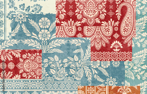Motifs Ikat floral paisley embroidery floral. ikat ethnic Saree Sarong oriental pattern traditional.Ikat embroidery style abstract embroidery design for texture,fabric,clothing,wrapping,decoration