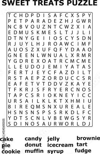 And Sweet Treats Word Search Puzzle Featuring Candy Cake Pie Cookie and More wordsearch