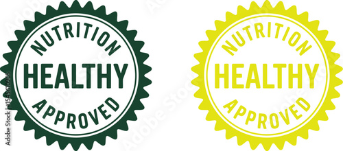 Nutrition healthy approved badge vector for food products and diet plans with nutrition facts label editable stock vector illustration