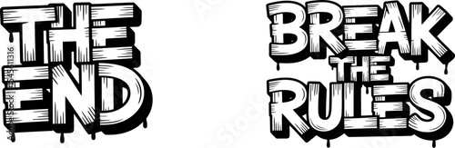 The end break the rules graffiti text vector illustration design for print or web use with grunge style 3d effect editable stock vector illustration