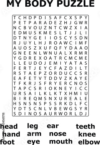 And Body Parts Word Search Puzzle Game Educational Activity Kids Worksheet Printable My Body Puzzle