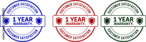 One year warranty customer satisfaction guarantee product service assurance seal badge vector image editable stock vector illustration