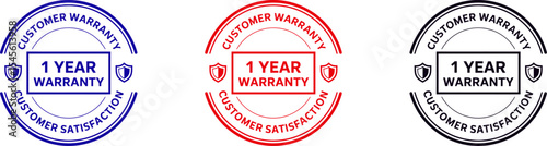 One year warranty stamp vector illustration for customer satisfaction and product guarantee seal design editable stock vector illustration
