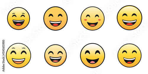 Multiple vector illustrations grinning face with smiling eyes, Emoji

