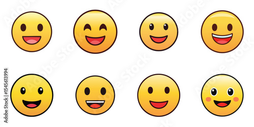 Multiple vector illustrations grinning face, Emoji

