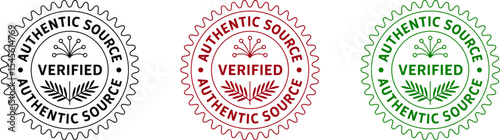 Authentic source verified stamp vector for quality assurance and product authenticity guarantee seal design editable stock vector illustration