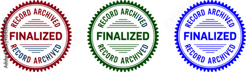 Finalized record archived stamp vector image for document approval and official record keeping process editable stock vector illustration