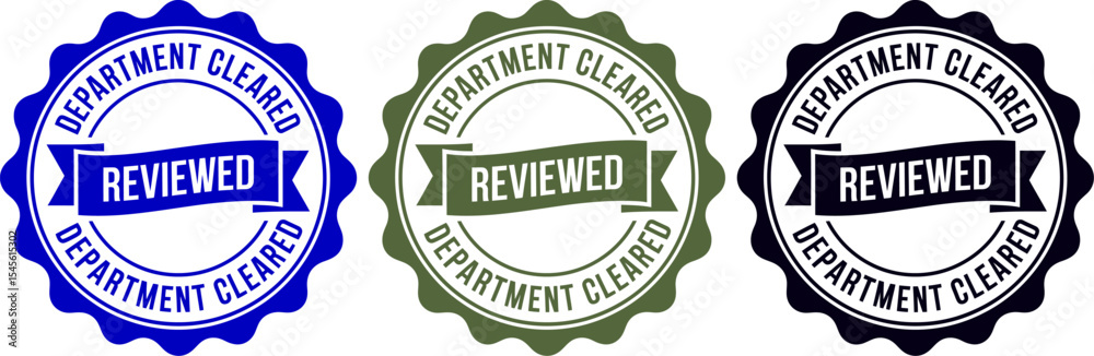 Obraz premium Reviewed department cleared stamp vector graphic for business approval and quality control usage editable stock vector illustration