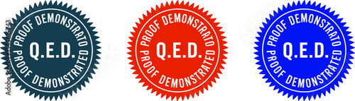 Qed symbol proof demonstrated seal of approval quality assurance qed certified stamp vector graphic design editable stock vector illustration