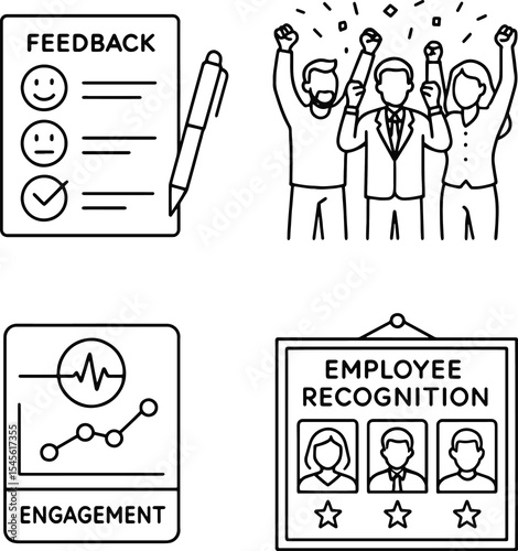 Set of Employee Engagement Management icons