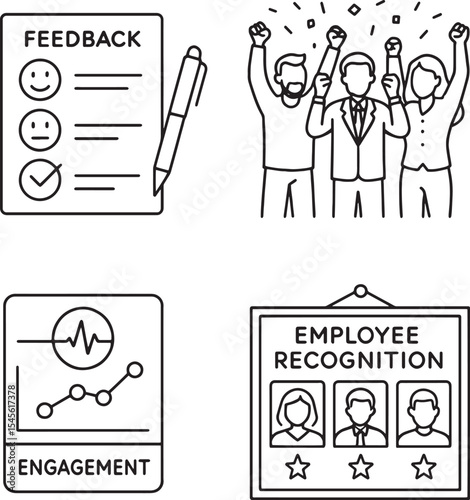 Set of Employee Engagement Management icons
