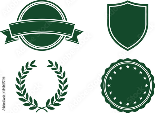 Vector badge set vintage logo design elements premium quality labels and laurel wreath collection editable stock vector illustration