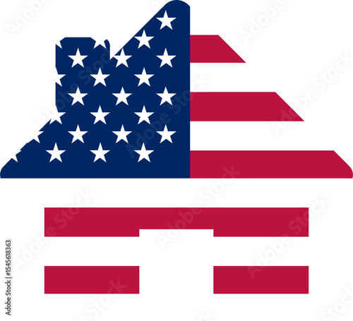 American Flag Home Icon 4th of July USA Independence Day Veterans Day
